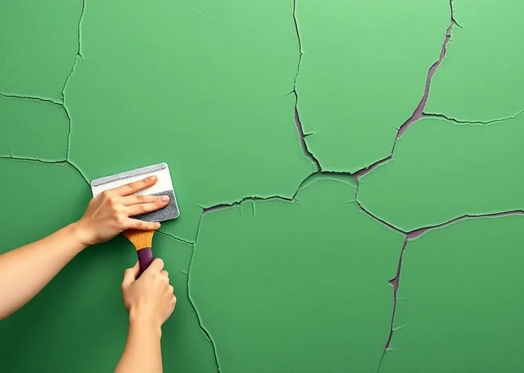 Ponçage et rebouchage des fissures avant mise en peinture